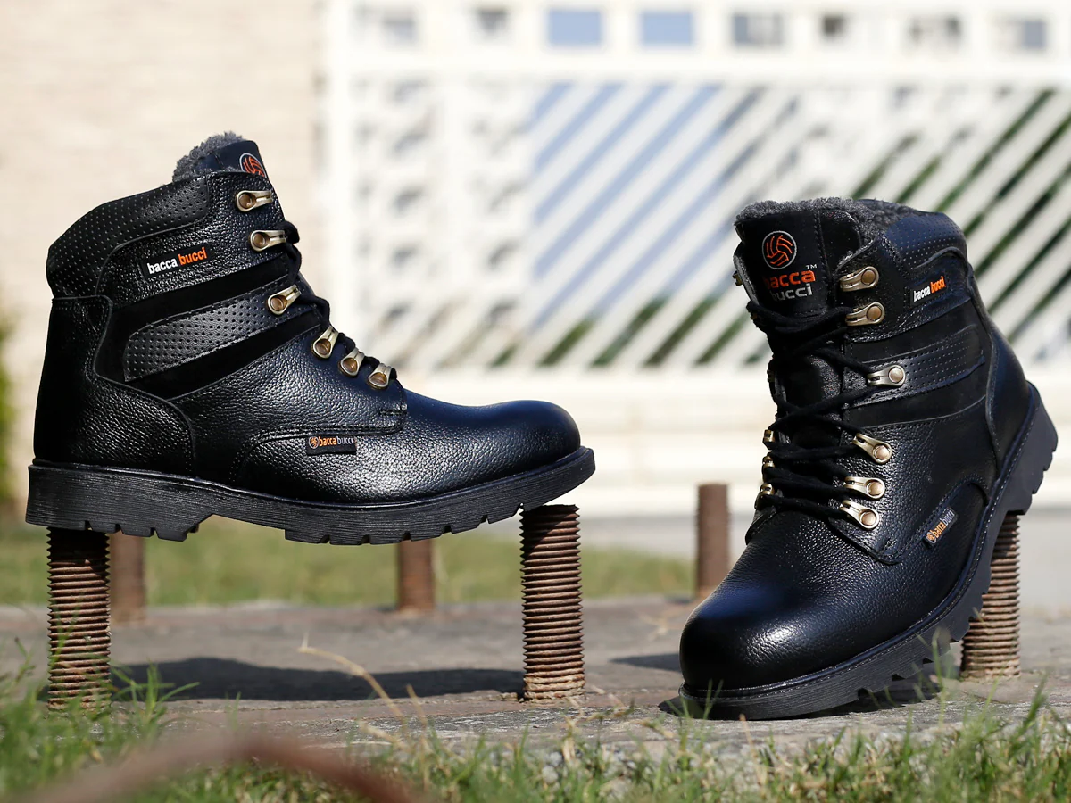 Bacca Bucci 6 Inches Steel Toe Cap Genuine Leather Boots with Fur - Image 14