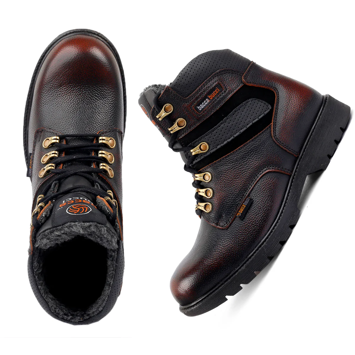 Bacca Bucci 6 Inches Steel Toe Cap Genuine Leather Boots with Fur - Image 8