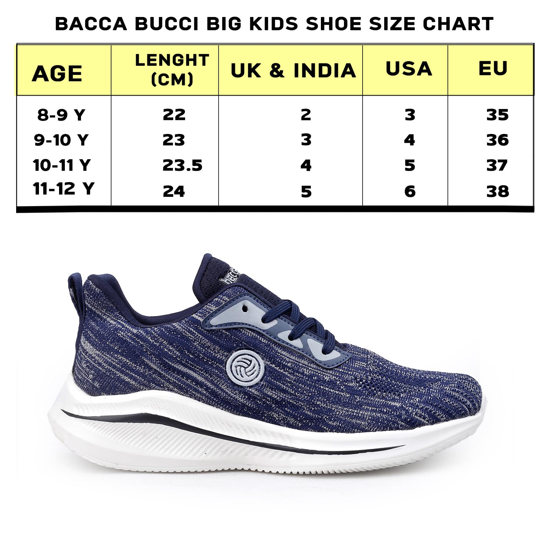 Bacca Bucci Boys or Girls Essential Knit Running Sports Shoe (Age: 8 year to 12 years) - Image 14