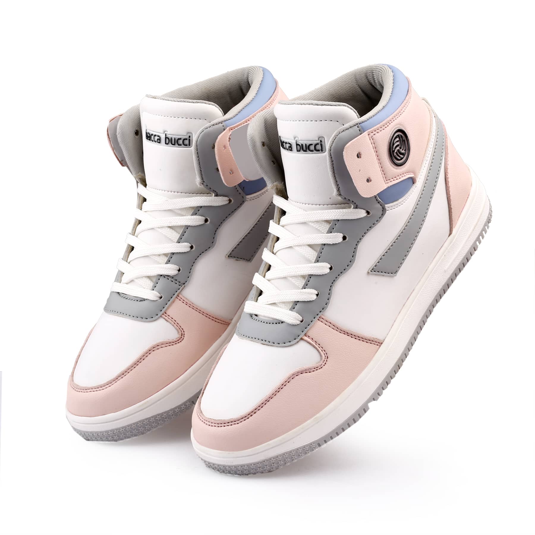 Bacca Bucci Femme High-Top Harmony Sneakers—Elegant Pastel Blue and Pink Women's Lace-Ups - Image 5