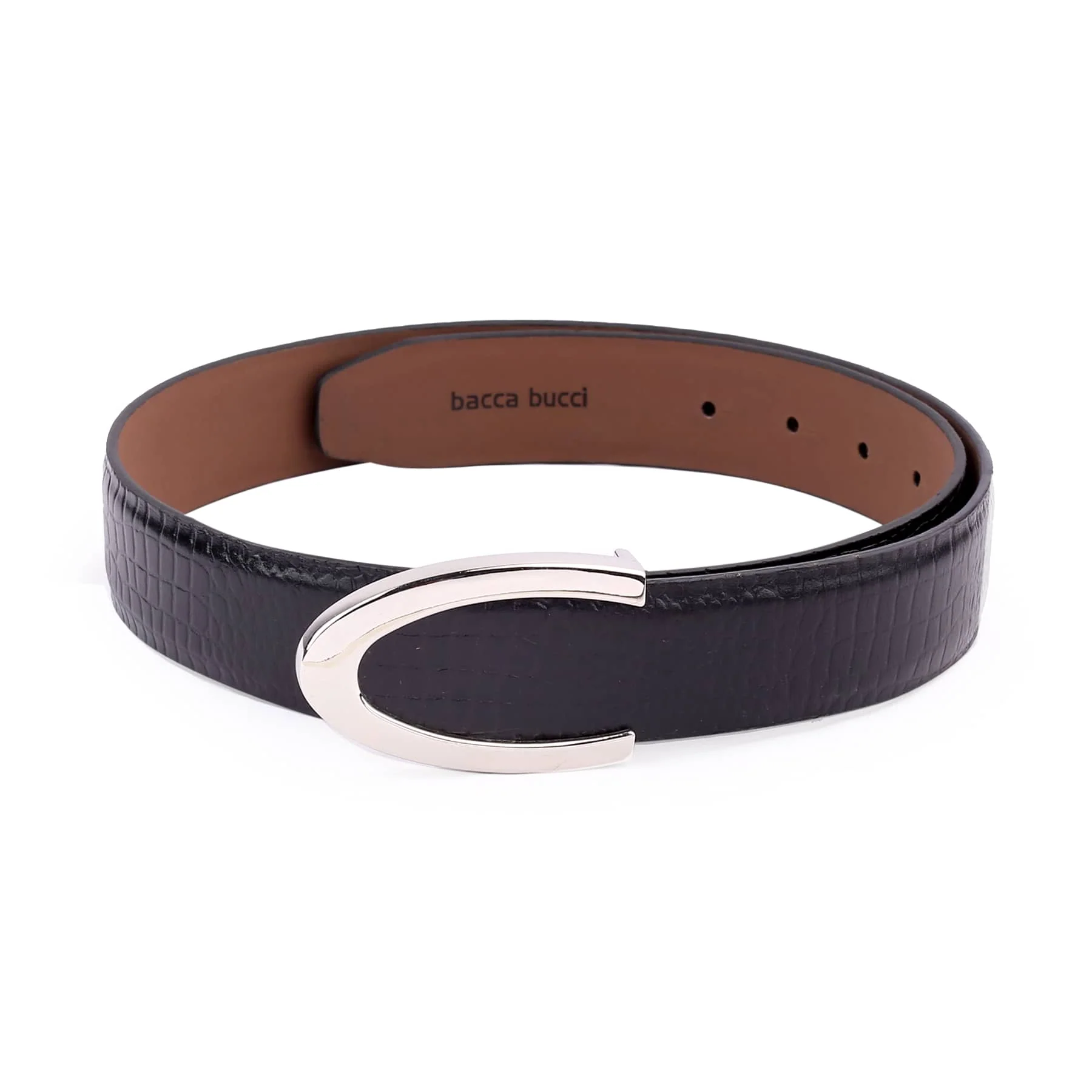 Bacca Bucci Genuine Leather Textured Semi Formal Dress Belts with a Stylish Finish and Nickel-Free Buckle - Image 3