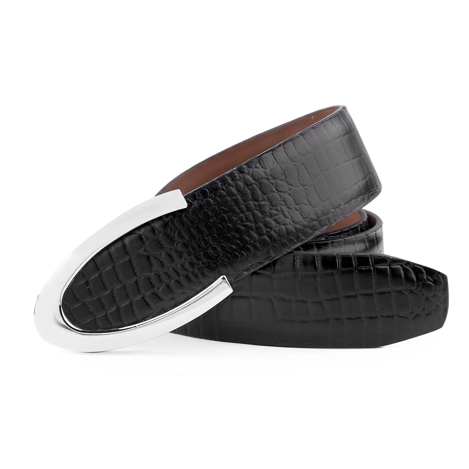 Bacca Bucci Genuine Leather Textured Semi Formal Dress Belts with a Stylish Finish and Nickel-Free Buckle - Image 4