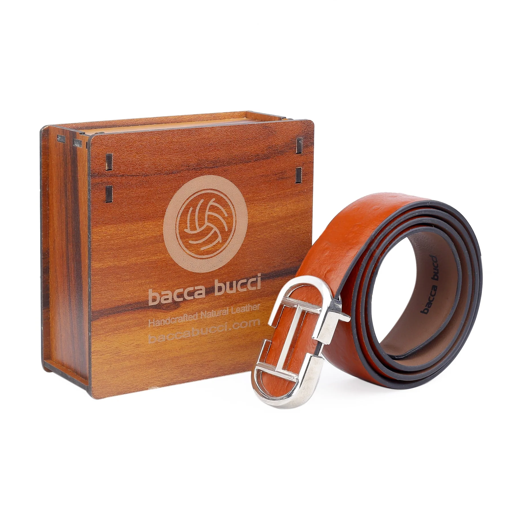 Bacca Bucci Leather Dress/Casual Men Belt with Ostrich Print - Image 6