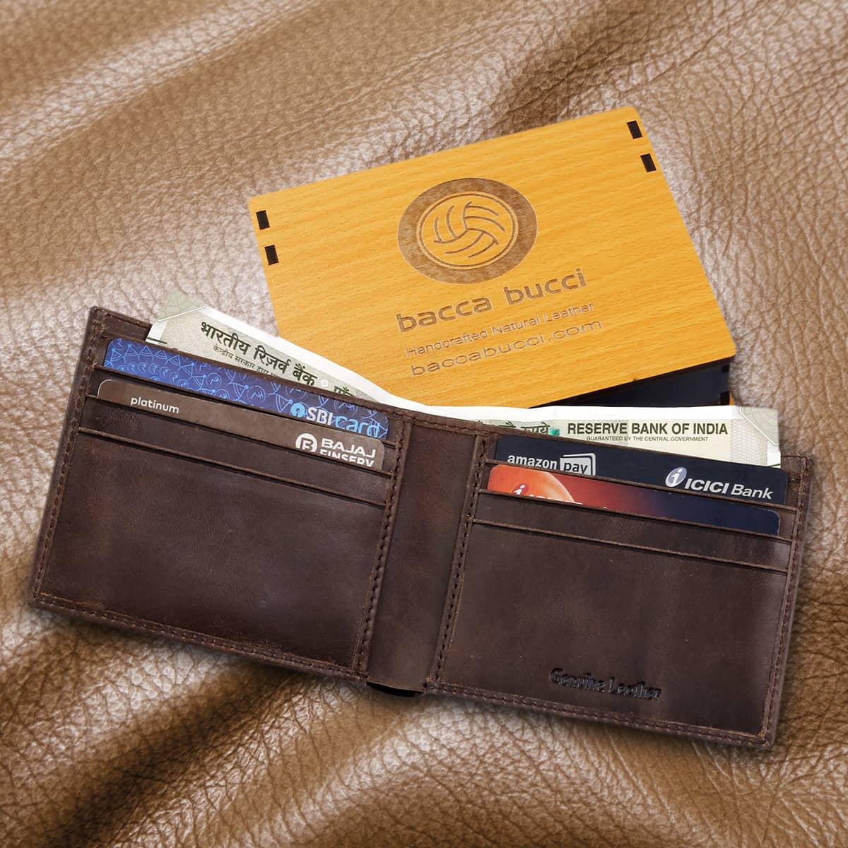 Bacca Bucci Leather Series Textured Bifold Wallet for Men - Image 3