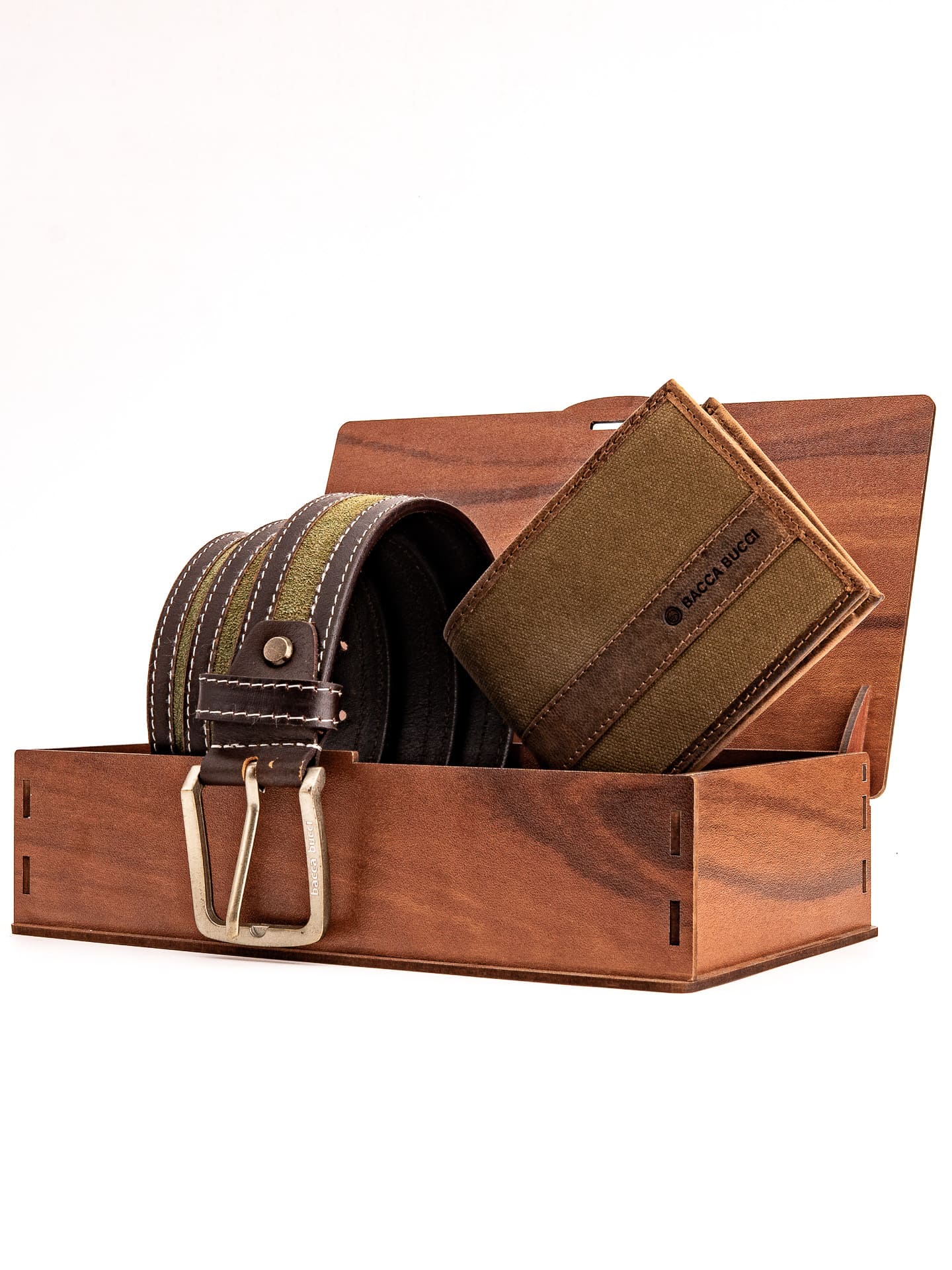 Bacca Bucci Premium Gift Combo: Classic Wallet & Stylish Belt in Elegant Wooden Box - Image 3
