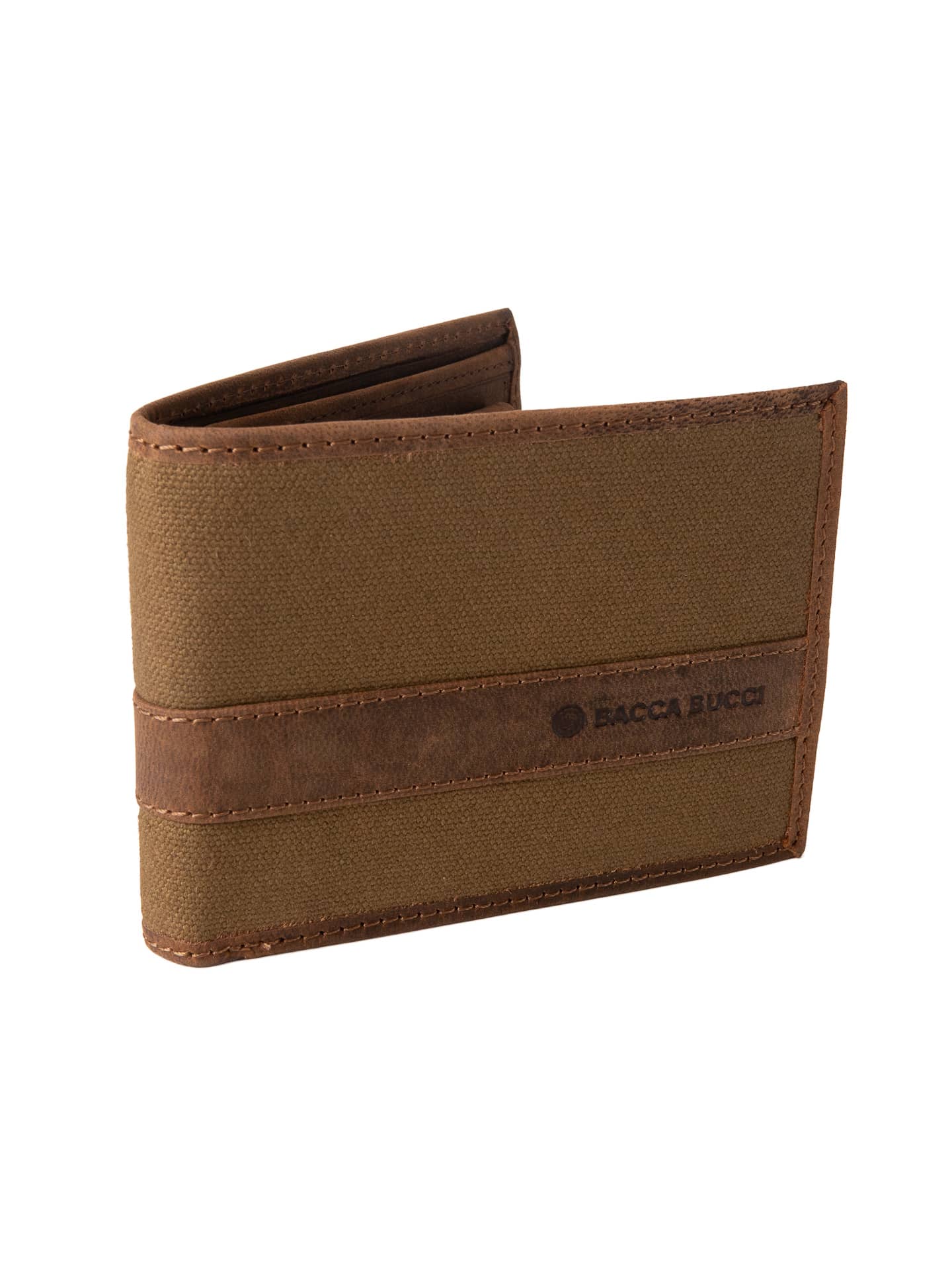 Bacca Bucci Rustic Rover Leather & Canvas Wallet - Image 5