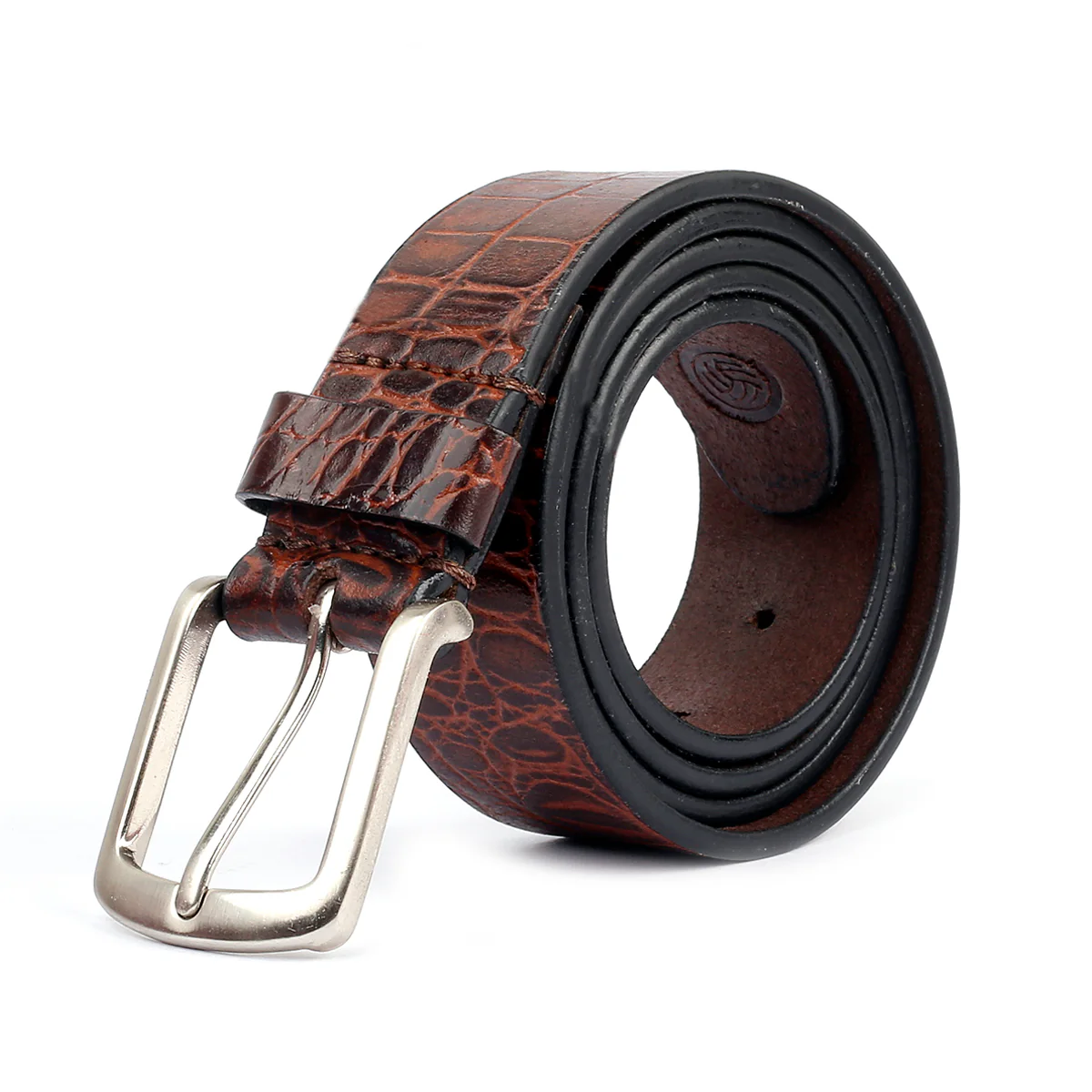 Bacca Bucci Smooth Grain Leather with Croco Embossed Belt for Men - Image 3
