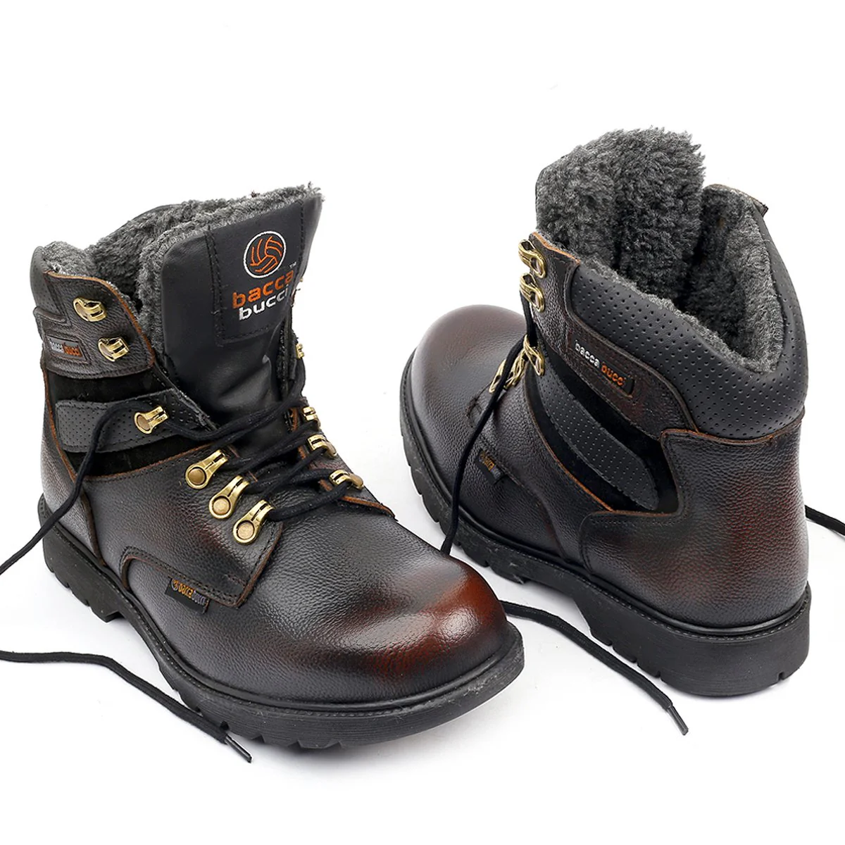 Bacca Bucci 6 Inches Steel Toe Cap Genuine Leather Boots with Fur - Image 15